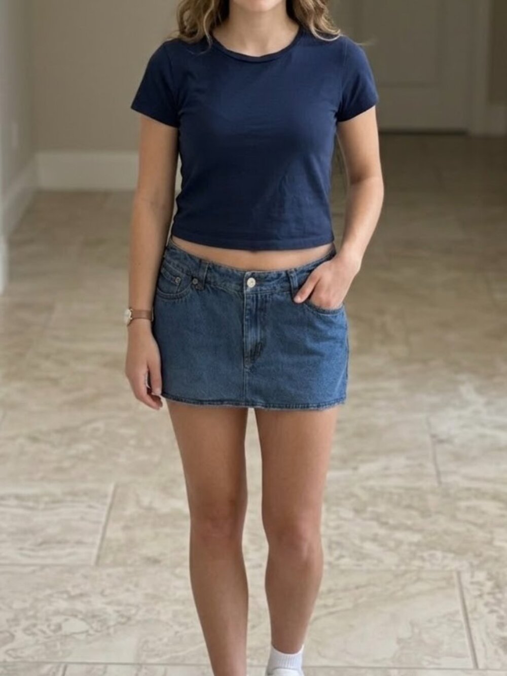Vintage Chadwicks Denim Micro Mini Skirt 100% Cotton Sz 10 Low Rise Y2K 2000s